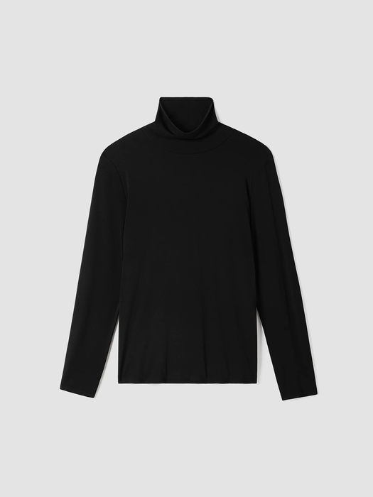 Stretch Silk Jersey Scrunch Neck Top - Eileen Fisher Outlet