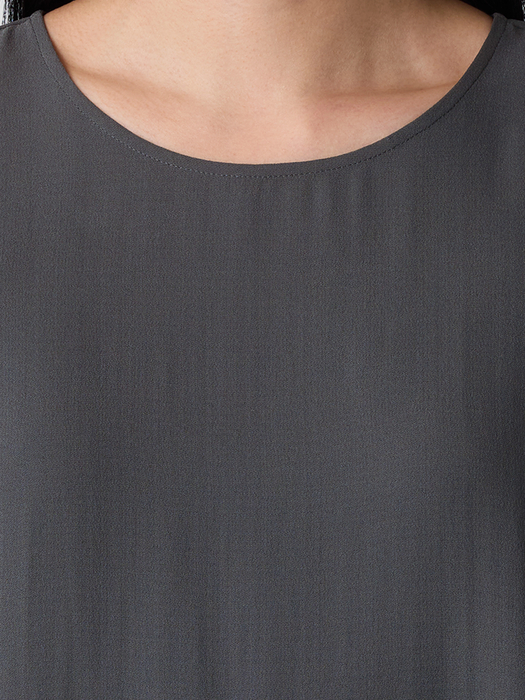 Silk Georgette Crepe Round Neck Tank - Eileen Fisher Outlet