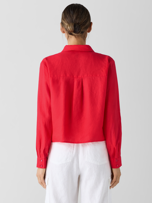 Organic Handkerchief LinenClassic Collar Short Shirt - Eileen Fisher Outlet