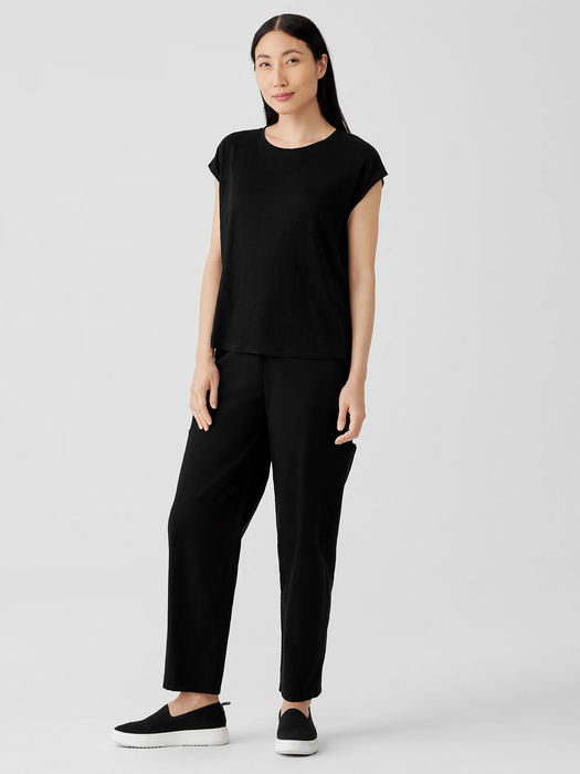 Organic Linen Jersey Shirred-Back Top - Eileen Fisher Outlet