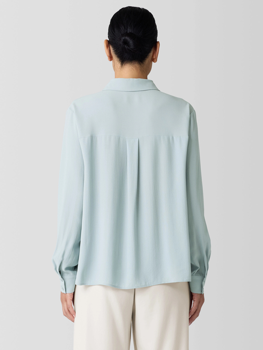 Silk Georgette Crepe Classic Collar Shirt - Eileen Fisher Outlet