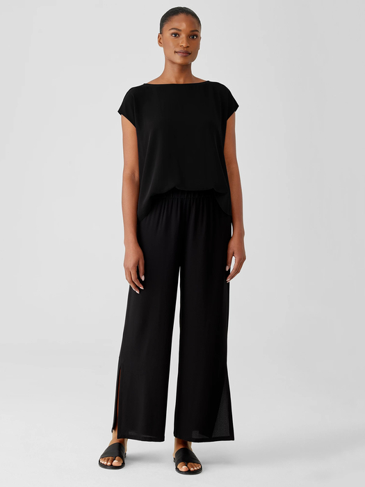 Silk Georgette Crepe Pant with Slits - Eileen Fisher Outlet