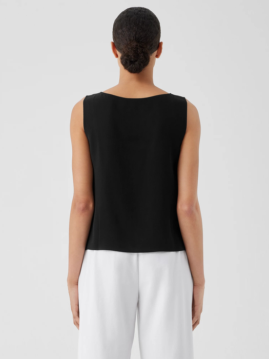 Silk Georgette Crepe Ballet Neck Tank - Eileen Fisher Outlet