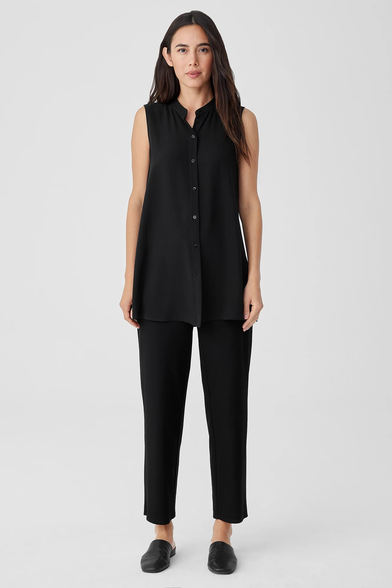Washable Stretch Crepe Pleated Lantern Pant - Eileen Fisher Outlet
