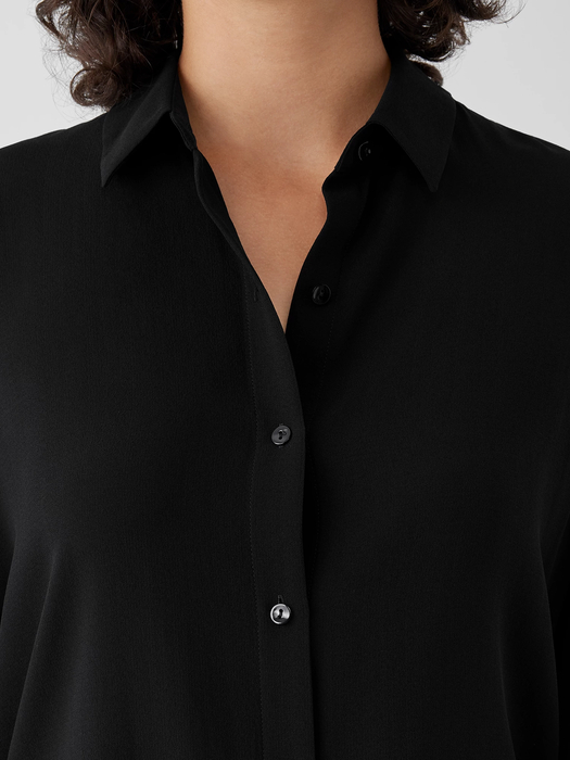 Silk Georgette Crepe Classic Collar Shirt - Eileen Fisher Outlet