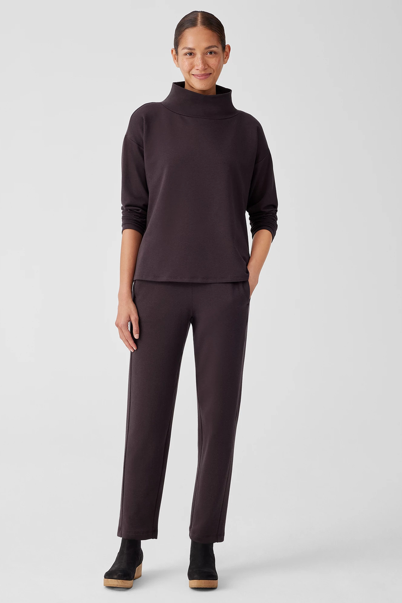 Cozy Brushed Terry Hug Funnel Neck Top - Eileen Fisher Outlet