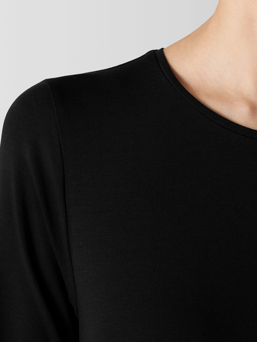 Stretch Jersey Knit Round Neck Dress - Eileen Fisher Outlet