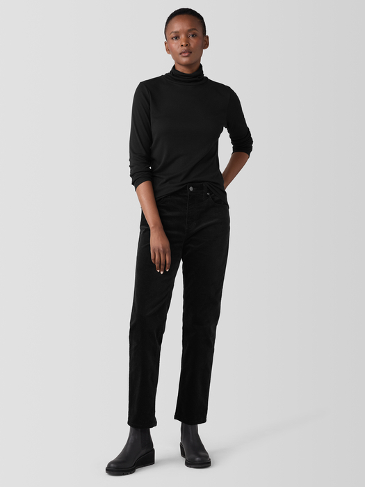 Ribbed Pima Cotton Blend Turtleneck Top - Eileen Fisher Outlet