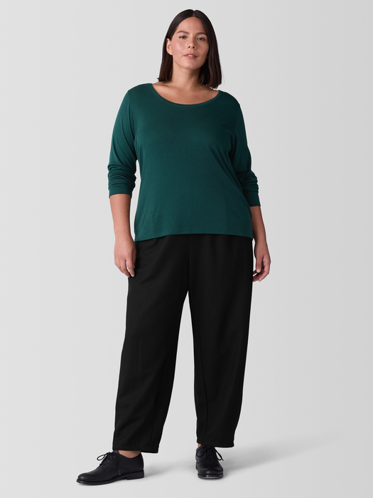Ribbed Pima Cotton Blend Scoop Neck Top - Eileen Fisher Outlet