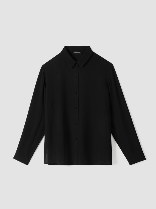 Silk Georgette Crepe Classic Collar Shirt - Eileen Fisher Outlet