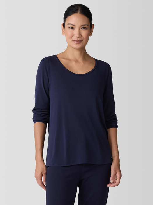 Stretch Silk Jersey Scoop Neck Top - Eileen Fisher Outlet
