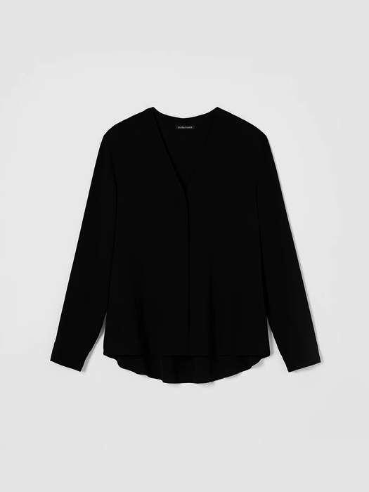 Silk Georgette Crepe V-Neck Shirt - Eileen Fisher Outlet