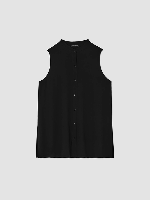 Silk Georgette Crepe Sleeveless Shirt - Eileen Fisher Outlet