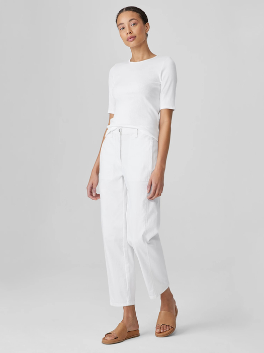 Organic Cotton Stretch Rib Crew Neck Top - Eileen Fisher Outlet