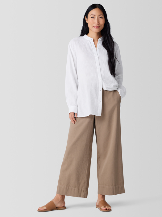Garment-Dyed Utility Cotton Wide-Leg Pant - Eileen Fisher Outlet