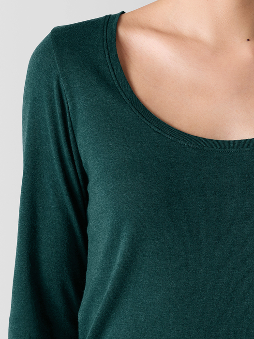 Ribbed Pima Cotton Blend Scoop Neck Top - Eileen Fisher Outlet