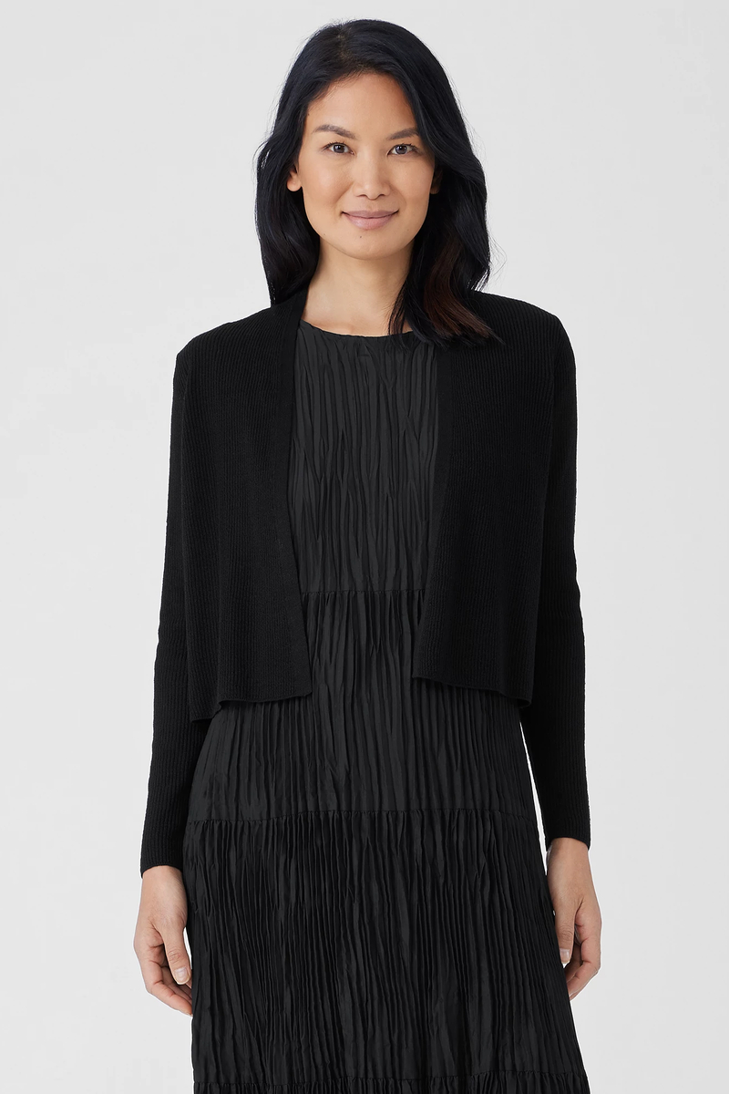 Crushed Silk Jewel NeckTiered Dress - Eileen Fisher Outlet