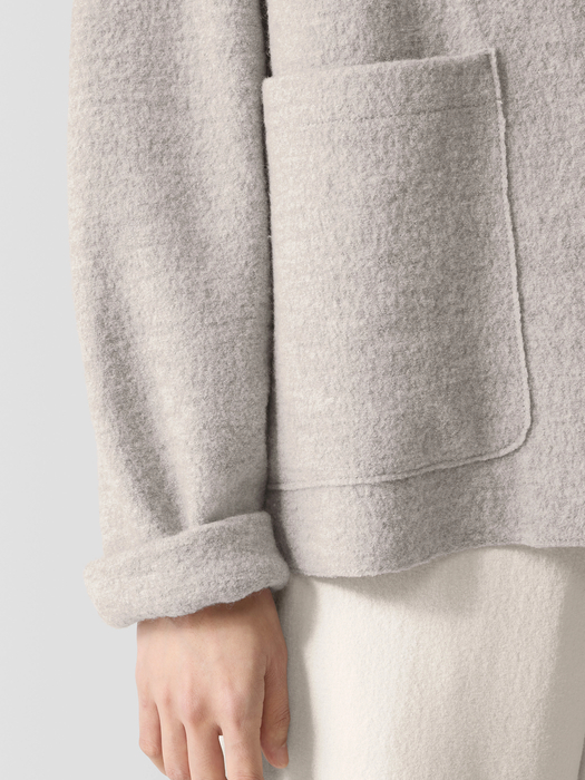 Lightweight Boiled Wool High Collar Jacket in Regenerative Wool - Eileen Fisher Outlet