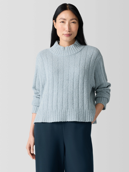 Cotton Fluff Rib Turtleneck Top - Eileen Fisher Outlet