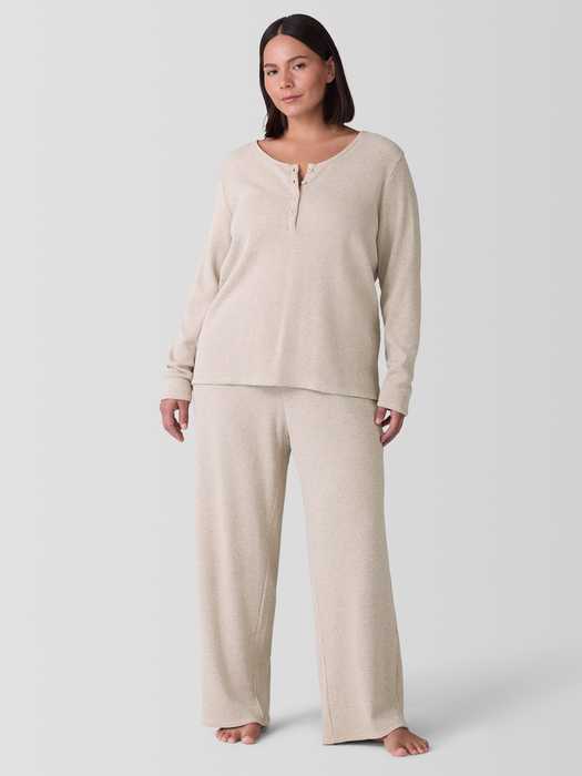 Mélange Organic Cotton Waffle Henley Sleep Top - Eileen Fisher Outlet