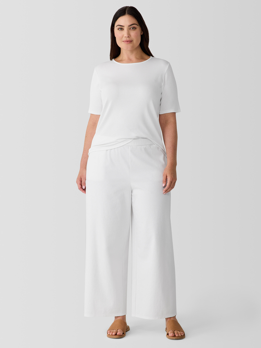 Organic Cotton Stretch Rib Crew Neck Top - Eileen Fisher Outlet