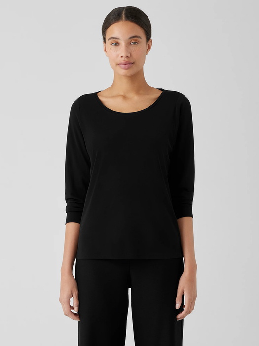 Stretch Silk Jersey Scoop Neck Top - Eileen Fisher Outlet
