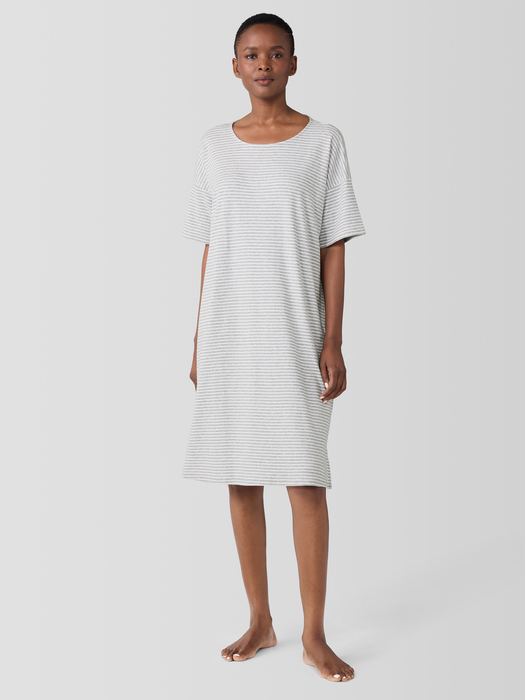 Striped Organic Cotton Interlock Sleep Dress - Eileen Fisher Outlet