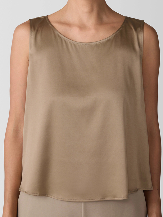 Stretch Silk Charmeuse Ballet Neck Tank - Eileen Fisher Outlet