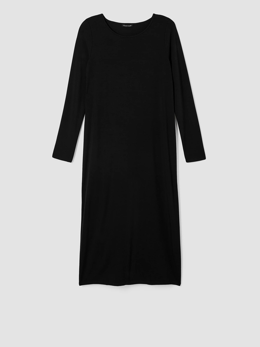 Stretch Jersey Knit Jewel Neck Dress - Eileen Fisher Outlet