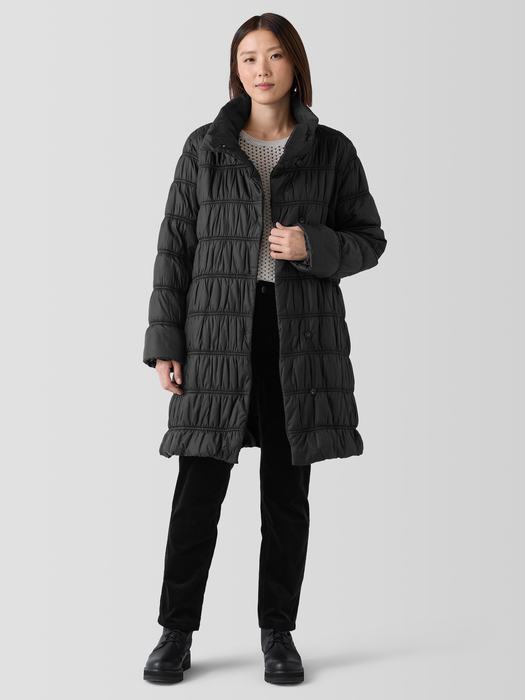 Eggshell Recycled Nylon Stand Collar Coat - Eileen Fisher Outlet