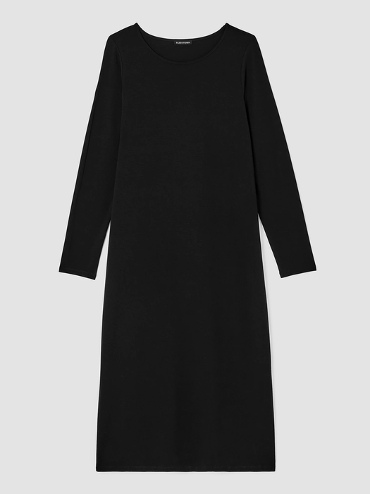 Stretch Jersey Knit Jewel Neck Dress - Eileen Fisher Outlet