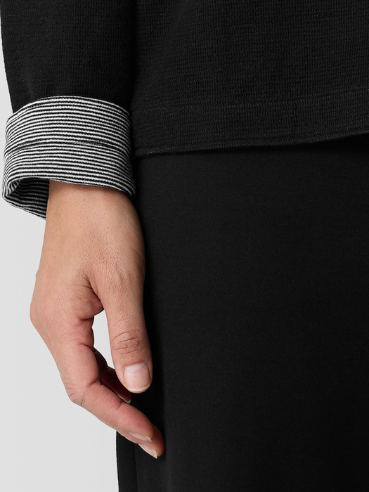 Doubleknit Organic Cotton Stripe Bateau Neck Top - Eileen Fisher Outlet