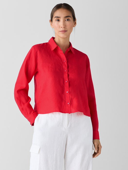 Organic Handkerchief LinenClassic Collar Short Shirt - Eileen Fisher Outlet