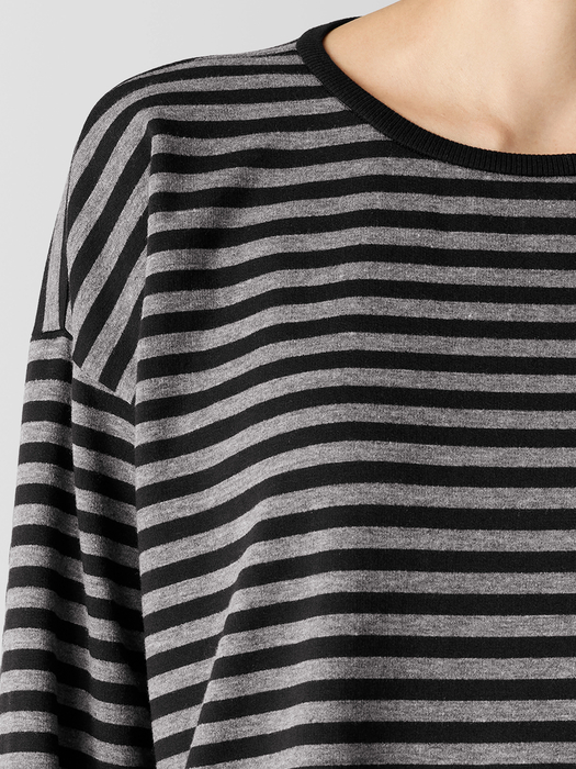 Striped Cozy Brushed Terry Box-Top - Eileen Fisher Outlet