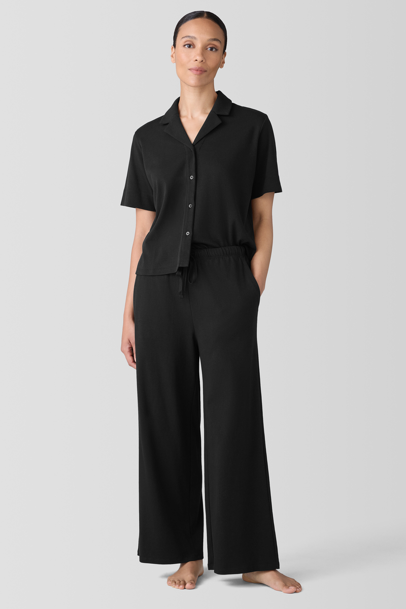Organic Cotton Interlock Notch Collar Sleep Shirt - Eileen Fisher Outlet