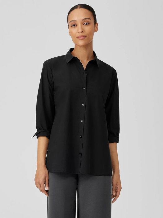 Washed Organic Cotton Poplin Shirt - Eileen Fisher Outlet