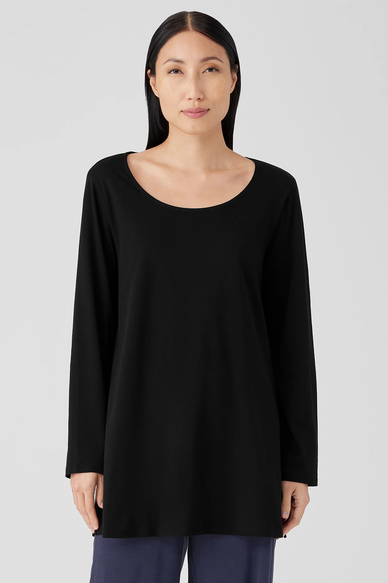 Organic Cotton Interlock U-Neck Sleep Top - Eileen Fisher Outlet