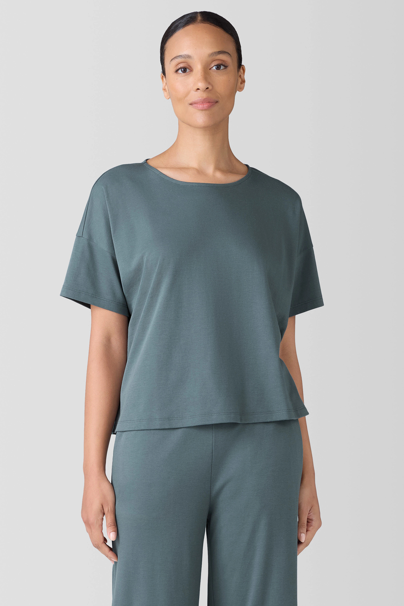 Mélange Organic Cotton Interlock Wide-Leg Sleep Pant - Eileen Fisher Outlet