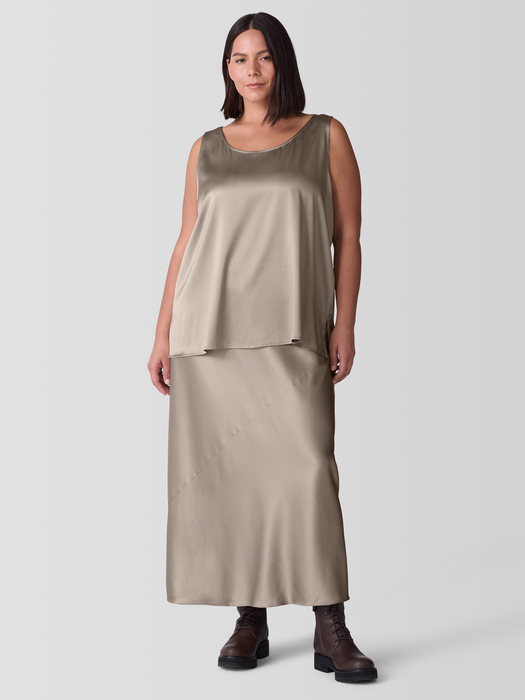Stretch Silk Charmeuse Scoop Neck Tank - Eileen Fisher Outlet