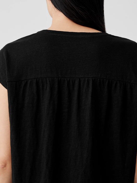 Organic Linen Jersey Shirred-Back Top - Eileen Fisher Outlet