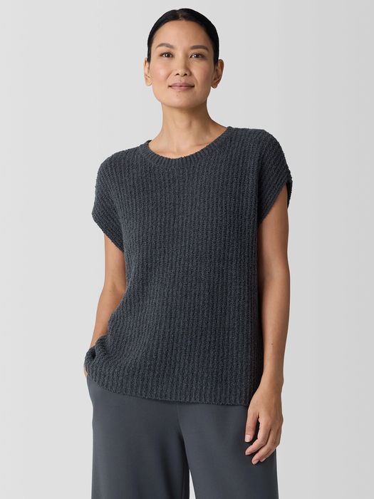 Cotton Fluff Crew Neck Vest - Eileen Fisher Outlet