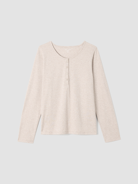 Mélange Organic Cotton Interlock Henley Sleep Top - Eileen Fisher Outlet