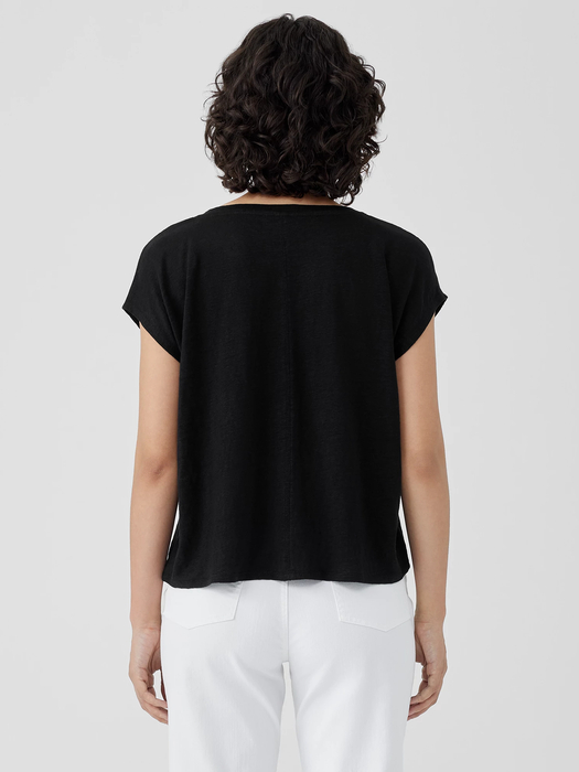 Organic Linen Jersey V-Neck Tee - Eileen Fisher Outlet