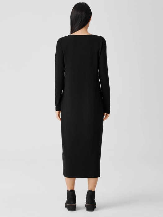 Stretch Jersey Knit Jewel Neck Dress - Eileen Fisher Outlet