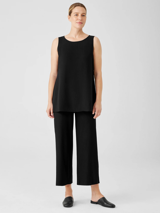 Silk Georgette Crepe Ballet Neck Tank - Eileen Fisher Outlet