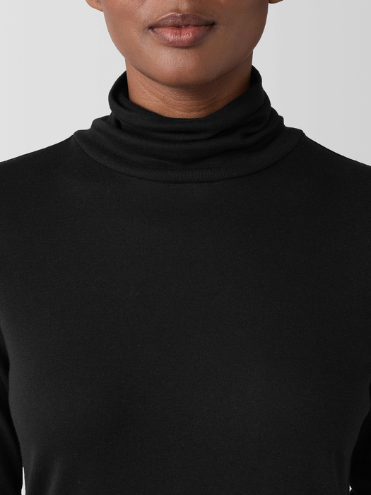 Ribbed Pima Cotton Blend Turtleneck Top - Eileen Fisher Outlet