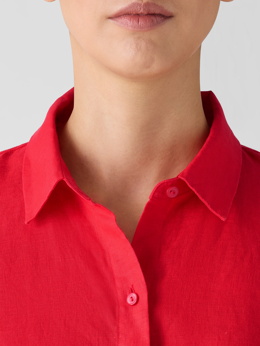 Organic Handkerchief LinenClassic Collar Short Shirt - Eileen Fisher Outlet