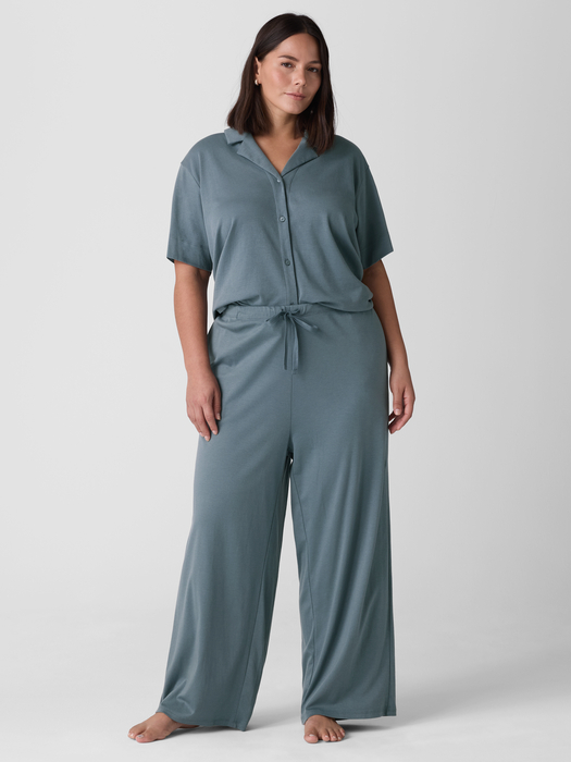 Organic Cotton Interlock Wide-Leg Sleep Pant - Eileen Fisher Outlet