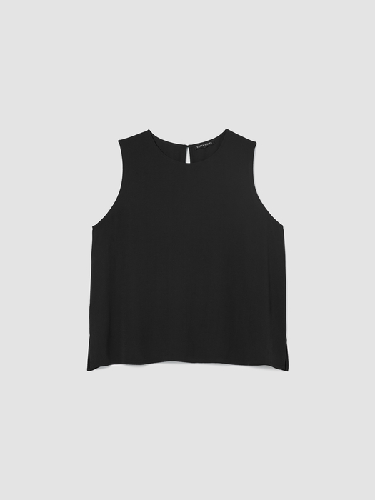 Silk Georgette Crepe Round Neck Tank - Eileen Fisher Outlet