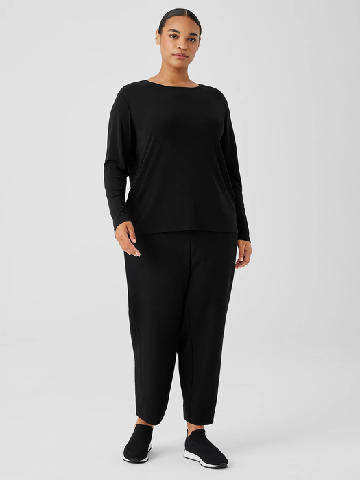 Stretch Silk Jersey Crew Neck Top - Eileen Fisher Outlet